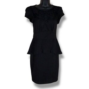 Small 2b Bebe Back Lace Peplum Stretch Dress Retro Pinup Goth Event Party